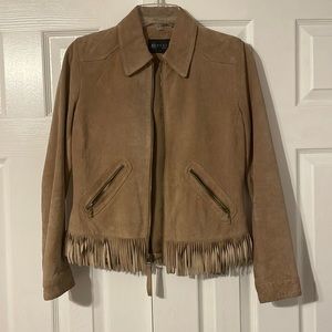 Leather jacket with fringe